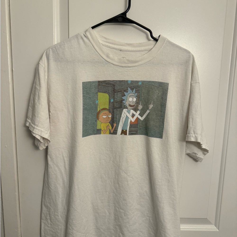 White Graphic T-Shirt with Cartoon Print